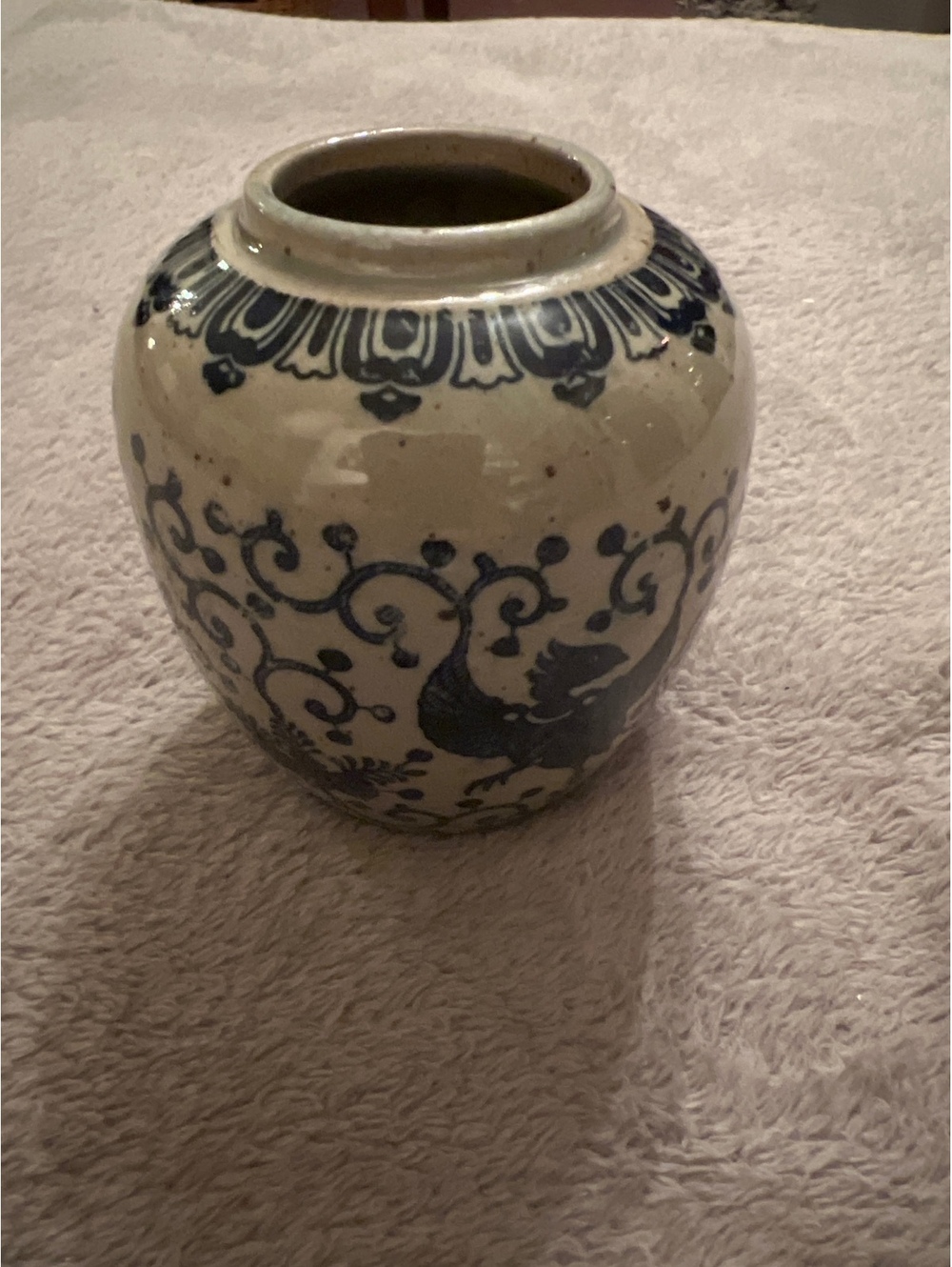 Vintage Blue and White Ceramic Art Vase Made in Japan